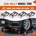 Car Wheel Dollies Set of 4, 6000 lbs Capacity Heavy Duty Wheel Dolly, High-Tensile Steel Construction for Moving Cars, SUVs, Trailers, Motorcycles & Boats 17.5 x 11.5inch