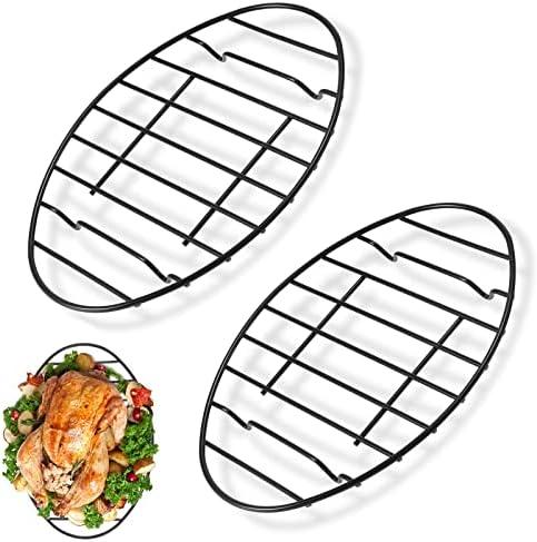 Fivebop 3 Pack Roasting Racks Oval Non Stick Stainless Steel Cooling Rack Grill Cooking Baking Grilling Roasting Steamer Rack Oven and Dishwasher Safe 9x6