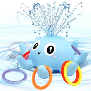 Baby Octopus Bath Toy, Light Up Sprinkler with 8 Sensory Rings, Bathtub Fountain Spray Toy for Kids  Pool Toys for Toddlers