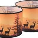 Lamp shades Set of 2, Medium Fabric Deers Lampshades for Table Lamps, Floor Lamps, 13" Top x 13" Bottom x 10" High (Spider) Hand Crafted Replacement Lampshades,Lamp Shade Harp Holder Not Included