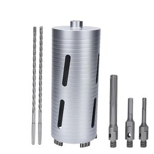 4-1/3 inch Diamond Dry Core Bit, 10" Drilling Depth, 5/8"-11 Thread Core Drill Bit for Concrete, Includes 3 Adapters SDS Plus, SDS Max and Hex (4-1/3")