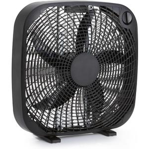Amazon Basics 3-Speed Box Fan for Bedroom, Portable with Carry Handle, Powerful Airflow, 5 Blades, Lightweight Design, 67 Watts, 20-Inch, Black, 6.8"D x 20.86"W x 21.33"H