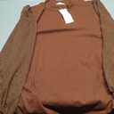 Women's Maternity Shirt Long Sleeve Top Swiss Dot Mock Neck Ribbed Knit Striped Ruched Side Blouse, L, BrownB