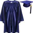 Newrara Unisex Shiny Kindergarten Graduation Gown Cap with Tassel (Blue)