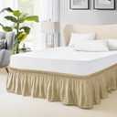 FreshCulture Full Bed Skirt, Elastic Wrap Around Bed Skirt Full Bed, Easy Fit with 15-Inch Tailored Drop, Hotel Quality Dust Ruffle for Full Size Bed, Bed Skirt Full Size (Beige)
