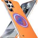 Magnetic Ultra Thin Frosted Designed for Samsung Galaxy S25 Ultra Frameless Case 6.9" Slim Minimalist Lightweight Matte Hard Compatible with MagSafe Cover Protective Borderless Case-Orange