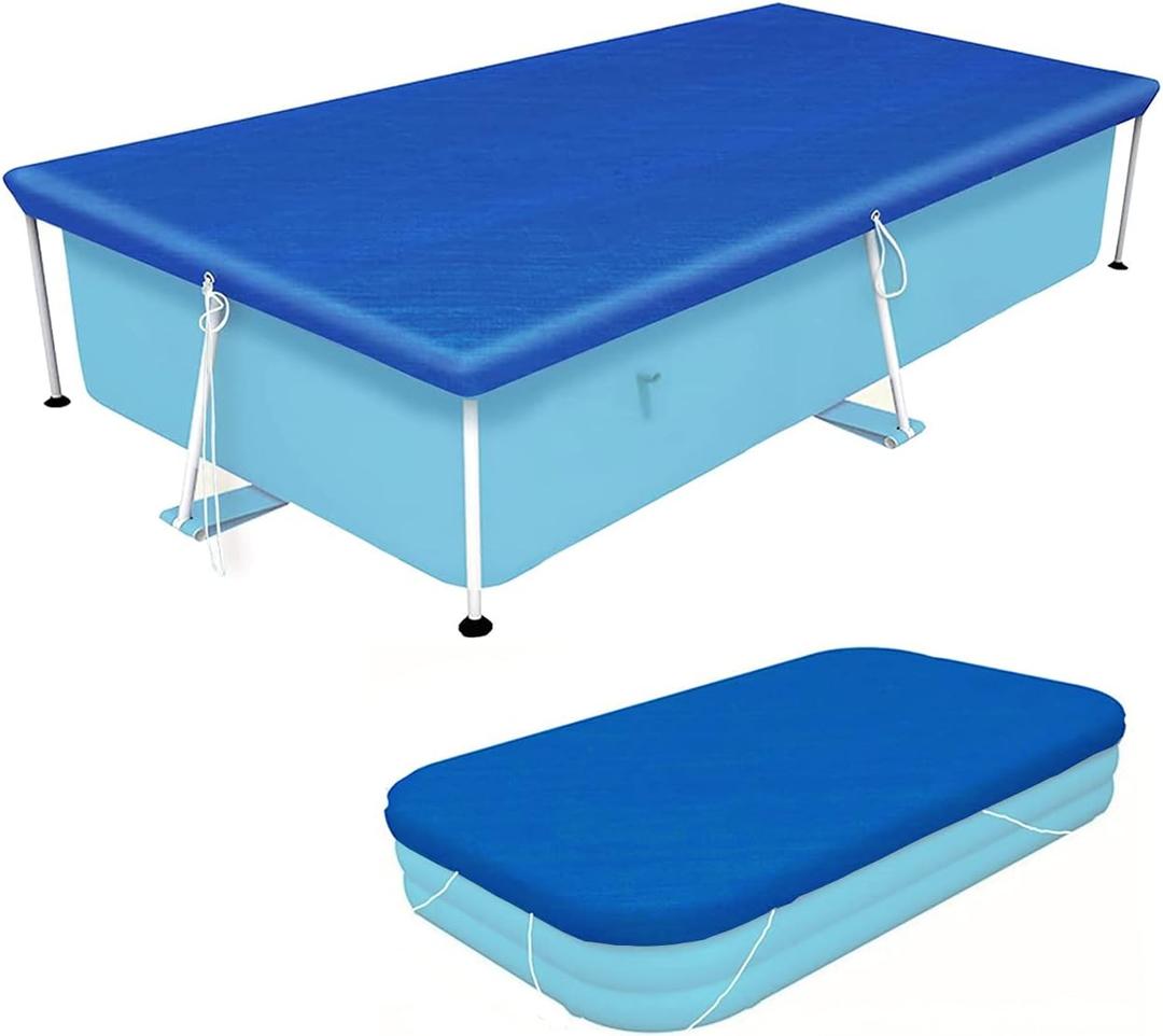 Vanexiss Swimming Pool Cover, Frame Pool Cover with Ropes - Rectangular UV Resistant Polyethylene Rainproof Dust Cover (120'', 80'')