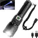 Flashlight Rechargeable USB-C, Flashlights High Lumens3 Light Modes, Digital Battery Display Tactical Flashlight, P65 Waterproof LED Flash Light for Camping, Hiking, Emergencies (H06)