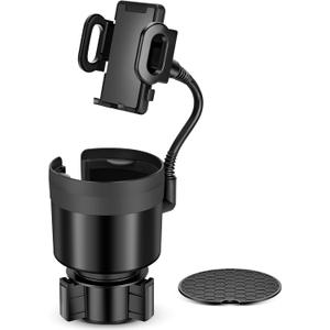 Car Cup Holder Phone Holder, Universal Adjustable Cell Phone Cup Holder Expander for Car, Fits All 4.0-7.0 Inches Smartphones, Most Bottles 20-40 oz, Black