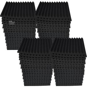 50 Pack Black 12 "X 12 "X1" Acoustic Panels Studio Soundproofing Foam Wedge Tiles,