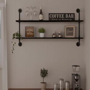 HDDFER Floating Bookshelf Shelves Industrial Pipe Shelving Pipe Shelf Rustic Black Wall Shelves 36 Inch Farmhouse for Wall Mounted