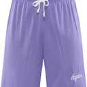 BOOMLEMON Men's Basketball Shorts Casual Workout Athletic Shorts Mesh Embroidered Logo Running Short Pants (Purple)
