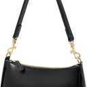 KKXIU Small Shoulder Bag for Women - Mini Purses for Women Vegan Leather Purse Classic Retro Handbag with Removable Strap (Black)