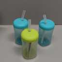 The First Years Squeeze & Sip Toddler Straw Cups - Squeezable Transition Sippy Cup with Silicone Straw - Toddler Feeding Supplies - 7 Oz - 3 Count - Ages 6 Months and Up (Small, Green/Teal)