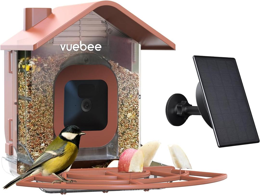 Bird Feeders for Outdoors, Bird Feeder with Camera Case Compatible with Blink Outdoor Camera, Google Nest Camera Outdoor, and Wyze Camera Outdoor, Smart Bird Feeder with 3W Solar Panel