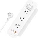 Recessed Power Strip Flush Mount Furniture Outlet with 6 Outlets 5 USB Ports (3 USB C), 5 ft Flat Plug Recessed Outlet, Desktop Charging Station for Nightstand, Side Table, 900J Surge Protector, White