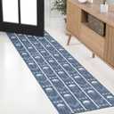 JONATHAN Y Geometric Indoor Outdoor Runner Rug 2X8 Navy/Cream, Soren Modern for Backyard, Patio, Porch, Easy-Cleaning, High Traffic, Pet-Friendly, Non-Shedding (TSN304C-28)
