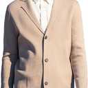 New Sweater V-Neck Solid Color Cardigan Sweater Men's Lazy Style Jacket Clip (Beige, L)