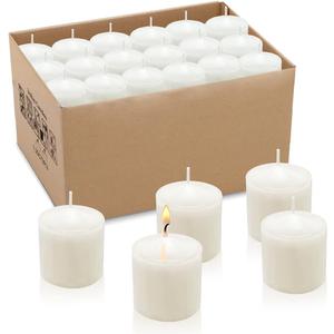 10 Hour White Votive Candles for Weddings Party Spa and Emergency, Set of 36 Unscented Bulk Candles for Restaurants and Home Decoration (1.5 Inch, 36 Pack)