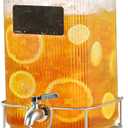 Lulonpon 6L(1.6 Gallon) Glass Drink Dispenser, Beverage Dispenser with Stainless Tap, Glass Water Juice Dispensers with Metal Stand, Water Jug with Tap Perfect for Parties,Weddings,Birthdays (Middle, Clear)