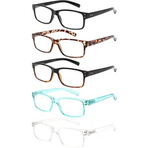 NORPERWIS Reading Glasses 5 Pairs Quality Readers Spring Hinge Glasses for Reading for Men and Women (5 Pack Mix Color -3, 2.75)