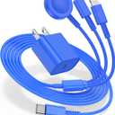 Hcoob for Apple Watch Charger 6FT, 3 in 1 Magnetic Smart iWatch Fast Charger Cable with 20W Type C Wall Charger Block for Apple Watch Series Ultra/SE/9/8/7/6/5/4/3/2/1 & iPhone15/14/13/12/11 (Blue)