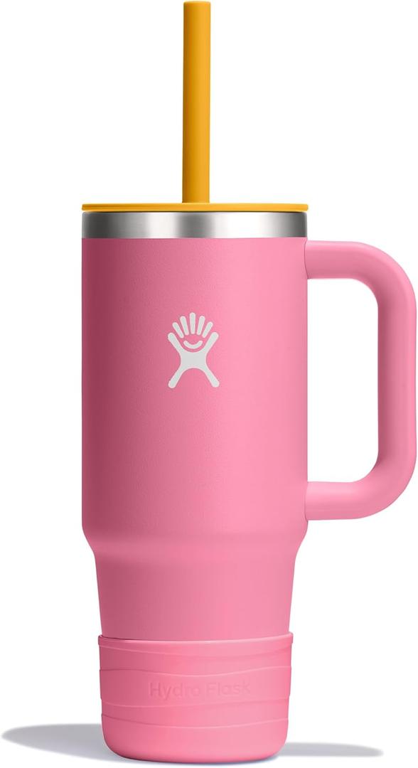 Hydro Flask Kids 24 Oz Travel Tumbler with Handle, Lid and Straw for School - Insulated Stainless Steel in Dahlia Pink