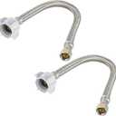2-Pack EFIELD 12-inch Toilet Water Supply Connector Line Braided Stainless Steel Hose, 7/8 Female Ballcock Thread x 3/8" COMP,(HOSE049)
