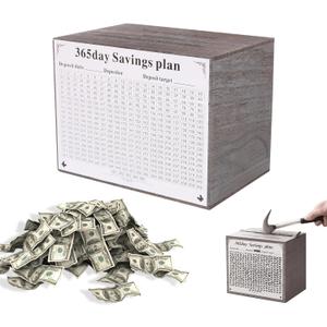 Piggy Bank for Adults-Money Bank.Suitable for Honeymoon Trips, College Funds, Car Funds. Help Budget and Save Must Break to Access Money. Gray