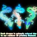 3D Printed Dragon - 24 inch Large Pearly Sheen Articulated Dragon Fidget Toy, 3D Printed Gift for Birthday, Figurine Decor(Glow Rainbow)