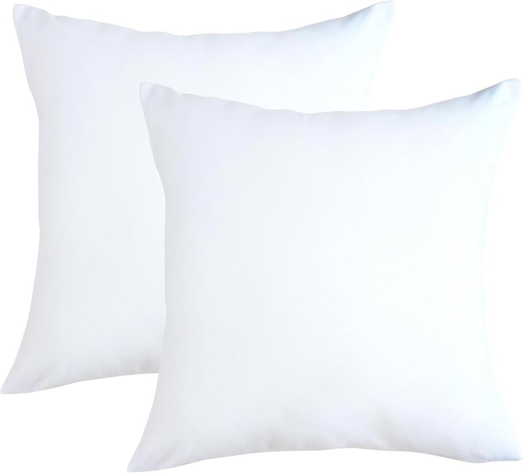 PurpleEssences Pack of 2 Cotton Pillow Covers Decorative Square Throw Pillowcase Soft Solid Cushion Case for Spring Summer Easter Sofa Bedroom Car - 16x16 Inch - White (16" x 16" (Pack of 2))