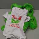 VISGOGO Infant Baby Boy Girls Christmas Jumpsuit Set Letter Print Long Sleeve Romper Green Suspender Costume Pants 90