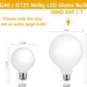 CtrlCV LED Light Bulbs, G125 Globe Bulb,10w Globe Light Bulb, Warm White Light 2700k LED Bulbs,Non-Dimmable,E26 Base Large Light Bulb,Milky White Led Bulb 1000 Lumens,Perfect for Indoor Home Lighting
