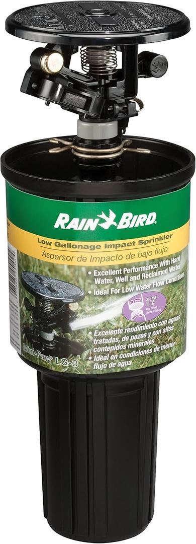 Rain Bird LG-3 Low Gallonage Pop-up Impact Lawn Sprinkler, Adjustable 20 - 360 Pattern, 26' - 36' Spray Distance