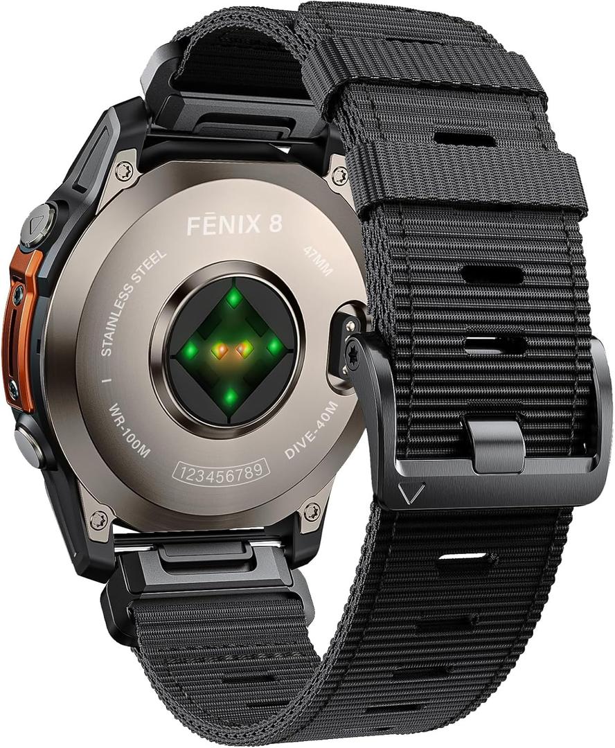 Compatible with Garmin Fenix 6 Watch Band for Fenix 8 47mm/8 Pro 47mm/Fenix 7/Fenix 6 Pro/5/5 plus, 22mm Quickfit Nylon Sport Watch Strap for Forerunner 945/965/935/Epix gen 2/Instinct, Black Compatible with Garmin Fenix 6 Watch Band for Fenix 8 47mm/8 Pro 47mm/Fenix 7/Fenix 6 Pro/5/5 plus, 22mm Quickfit Nylon Sport Watch Strap for Forerunner 945/965/935/Epix gen 2/Instinct, Black