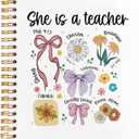 Teacher Christian Gifts Notebook, Teacher Gifts Supplies for Teachers, Teacher Appreciation Gifts, Coquette Floral Bow Spiral Notebook Journal for Note Taking, 5.5x8.3 Inch