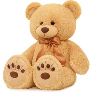 MorisMos 36in Giant Teddy Bear Stuffed Animal, Big Soft Teddy Bear Plush, Cuddly Large Bear Gift for Women, Girls, Boys Birthday, Christmas, Baby Shower (Light Brown)