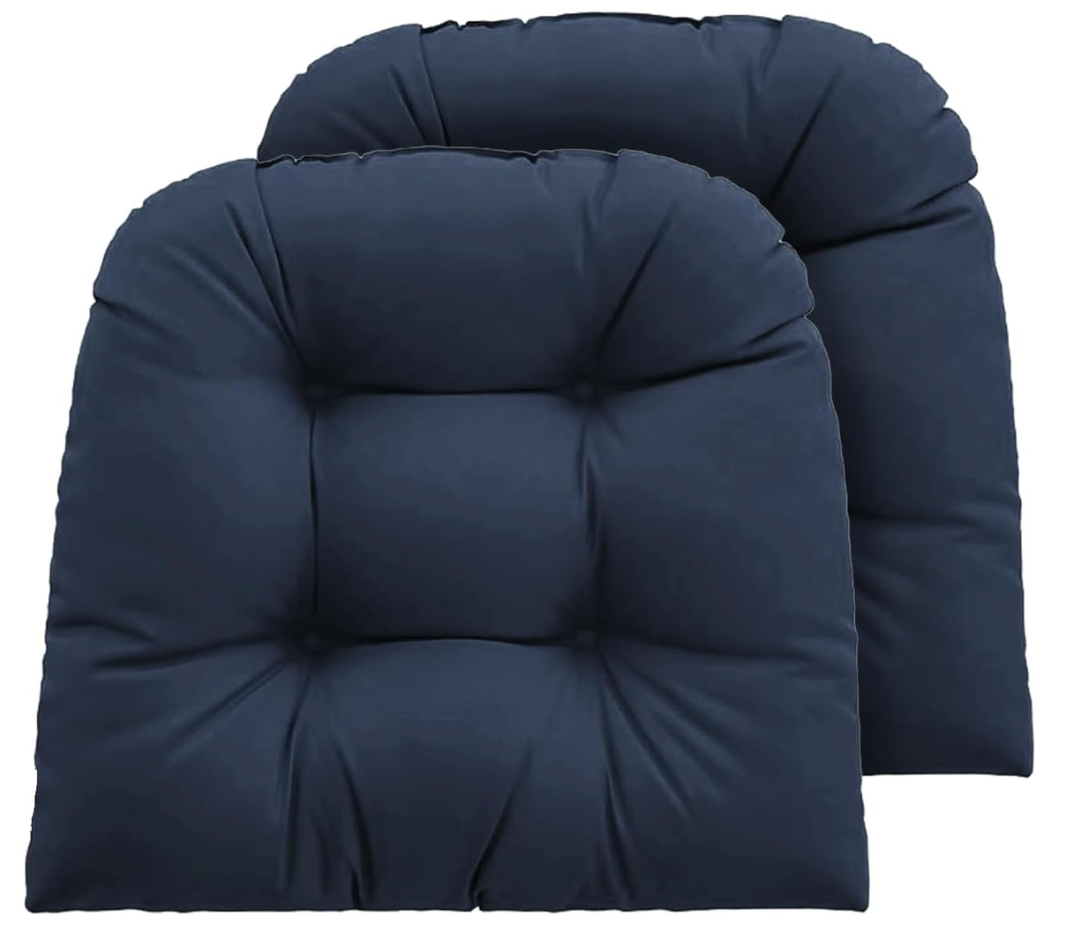 Zanwu hwyd Outdoor Chair Cushions Set of 2, 22x22x4 Inch Seat Pads with Ties for Patio Wicker Chairs Garden Dining Chair, Indoor Outside Use, Fade Resistant & Waterproof