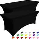 Smiry 2 Pack Spandex Table Cloth 5FT, Elastic Fitted Stretch Tablecloths, Washable and Wrinkle Free Rectangular Patio Table Cover for Outdoor, Wedding, Banquet & Parties (Black, 60Lx30Wx30H Inch)