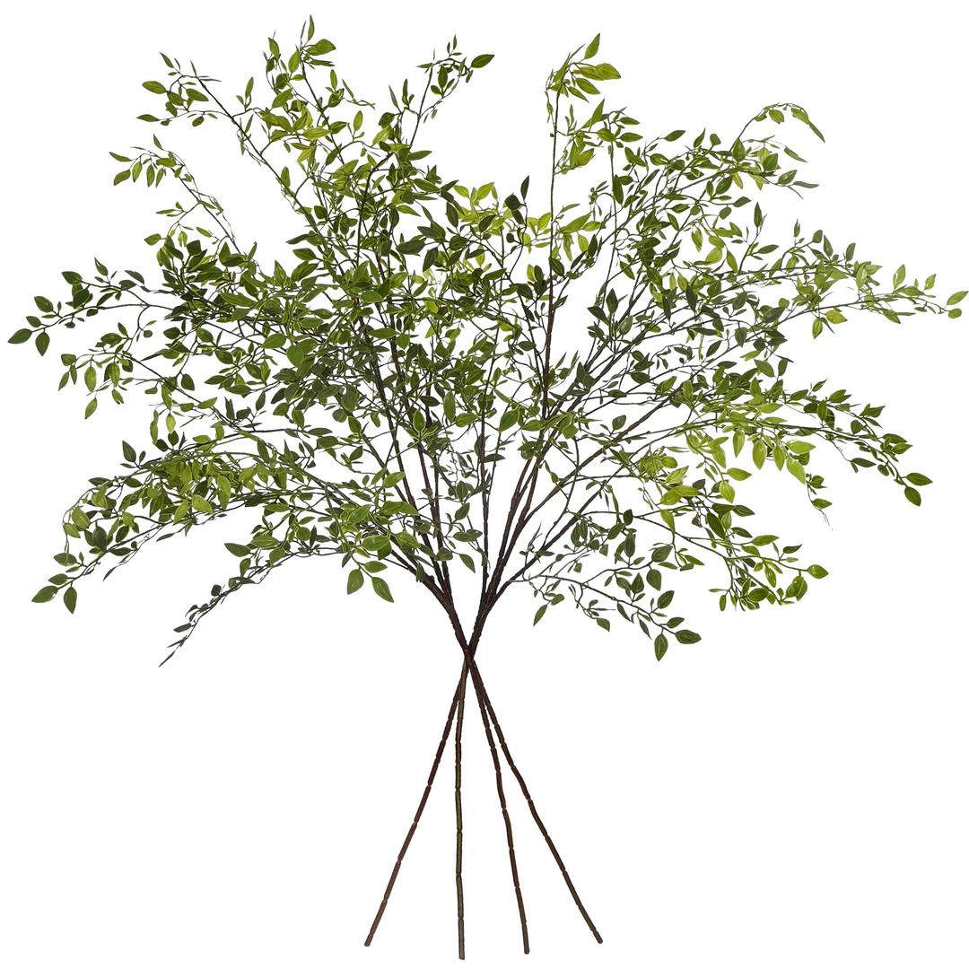 Uqueeten Fake Plants Eucalyptus Stems,Plastics Ficus Stems for Vase Artificial Plants,Greenery Stems Branches for Vase Faux Plants Indoor,Faux Greenery Indoor Vase Fillers for Home Decor 4Pcs Green