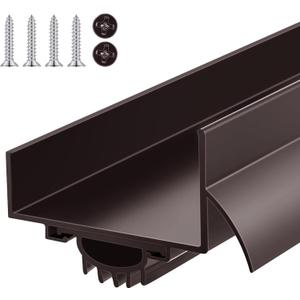 MorningRo 1 Pcs 1-3/4" x 36" U Shaped Aluminum Door Sweep for Bottom of Door with Drip Cap Screw-on Metal Weather Stripping Seal Draft Stopper Threshold for Exterior Front Doors (Brown)