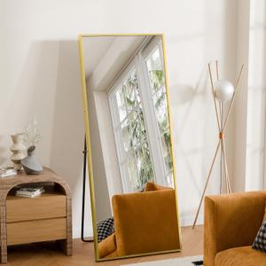NicBex 57"×20" Full Length Mirror, Shatterproof Glass Floor Mirror, Gold