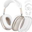 4 in 1 Case Covers for AirPods Max Headphones, Anti-Scratch Sweat-Proof Ear Pad Covers/Ear Cups Cover/Headband Cover Protectorfor Apple AirPods Max (2024 USB-C /2020 Lightning)- WhiteClear