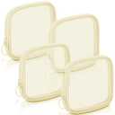 Weewooday 4 Pcs Mesh Makeup Bag Mesh Cosmetic Bag Travel Toiletry Pouch with Zipper Mini Makeup Cosmetic Purse for Daily Accessory(Small, Beige)