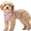 BARKBAY No Pull Dog Harness Large Reflective Dog Harness with Front Clip and Easy Control Handle for Walking Training Running with ID tag Pocket(Baby Pink, XS)
