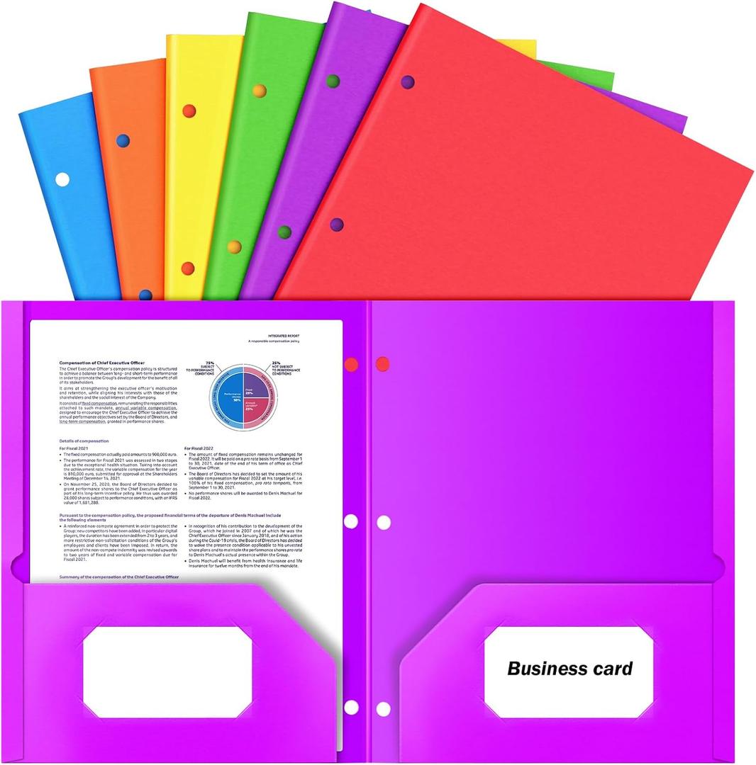 2 x 6 Pack Folders with Pockets 3 Hole Punched, 2 Pocket Folders, 3 Ring Binder
