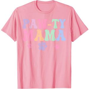 Let's Pawty Girl Mama Puppy Dog Party Birthday Girl Family T-Shirt, Large