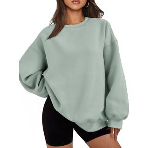 EFAN Womens Oversized Sweatshirts Hoodies Fleece Crewneck Sweaters Casual Tops Comfy Fall Fashion Outfits Winter Clothes 2026 (X-Large, Lightgreen)