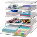 STORi Chloe Space-Saving Clear Drawer Organizer (4 Wide Drawers) Sort Office, Kitchen, Beauty Supplies, Makeup, Pens, Jewelry, Stationary, Made in USA