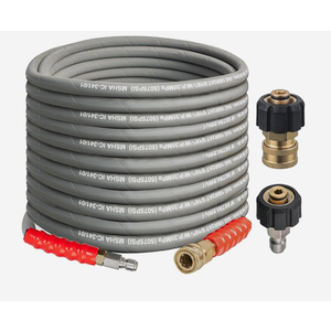 Hourleey Pressure Washer Hose 50FT, Kink Resistant High Tensile Wire Power Washer Hose, Rubber Wire Braided with 3/8" Quick Connect for Hot/Cold Water, 4000 PSI, Gray